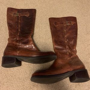 Leather zip up, calf boot, size 7